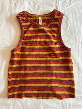 Anthropologie Striped Ribbed Tank Top in Red & Yellow